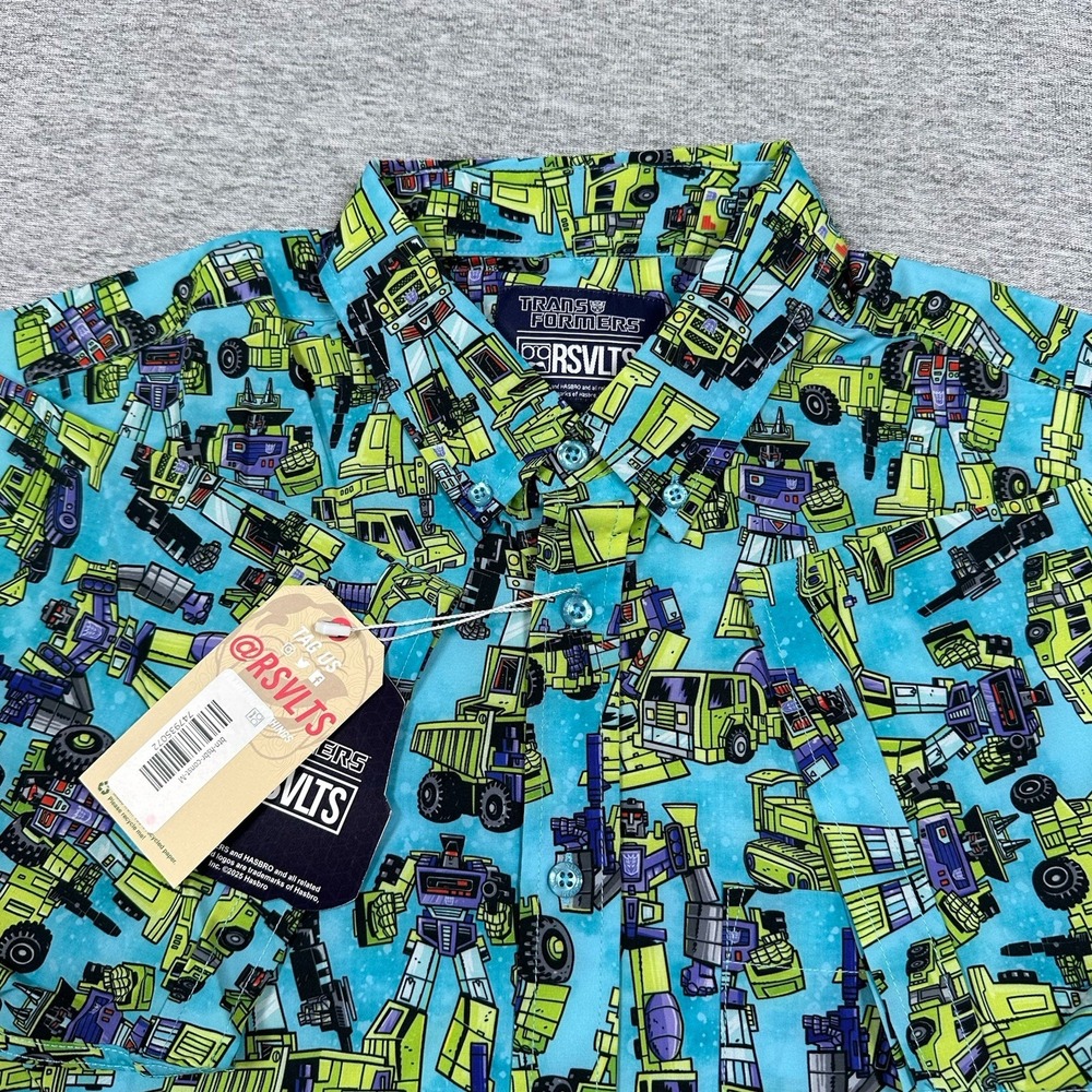 RSVLTS x Transformers Shirt Mens Medium Blue Constructicon Crew Stretch NEW